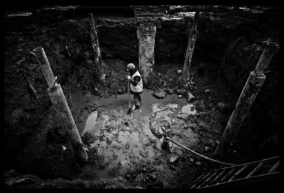 Réalisation des fondations du Mucem, Marseille novembre 2010
